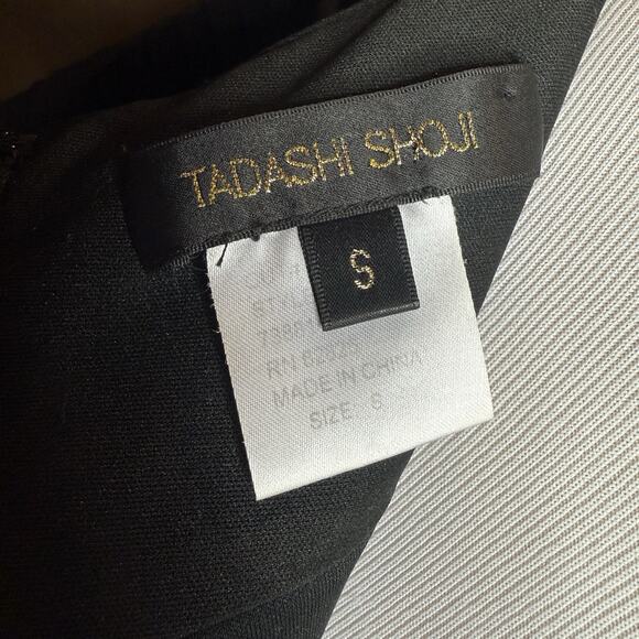 Tadashi Shoji Black Dorsey Draped Cocktail Dress Size S Elegant Evening - Picture 7 of 8